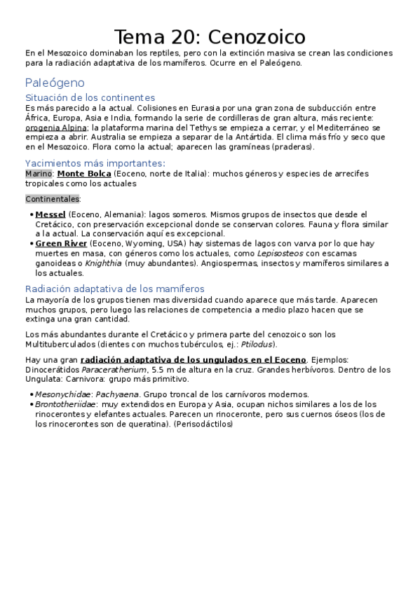 Miniatura del documento Tema 20. La vida en el Cenozoico.docx