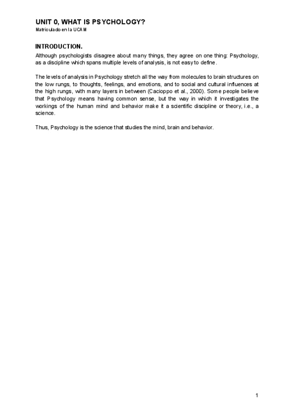 Miniatura del documento Unit 0, Idioma para Psicólogos.pdf