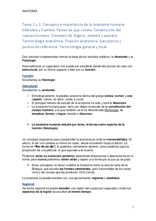 Miniatura del documento Tema 1 y 2. Concepto e importancia de la Anatomía Humana.  - copia.pdf