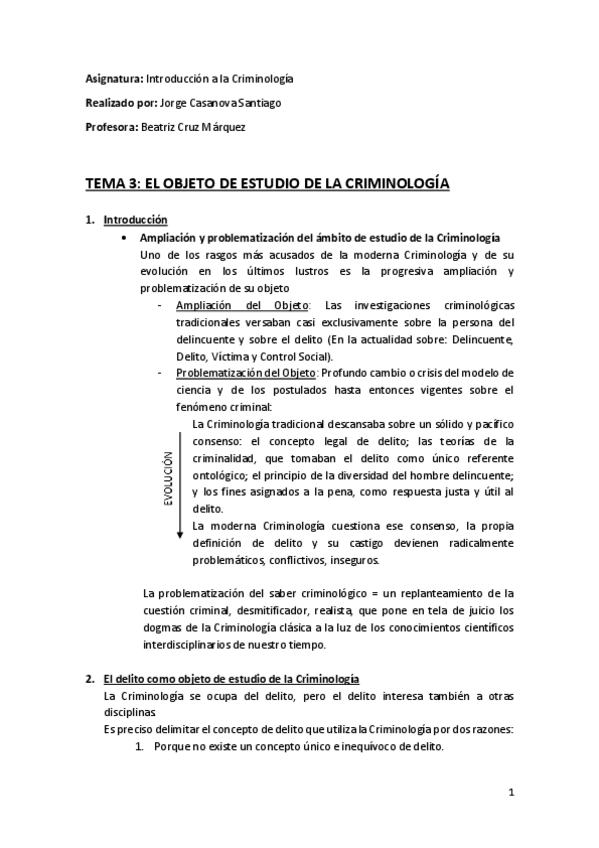 Miniatura del documento Tema 3 (El Objeto de Estudio de la Criminología) - Introducción a la Criminología.pdf