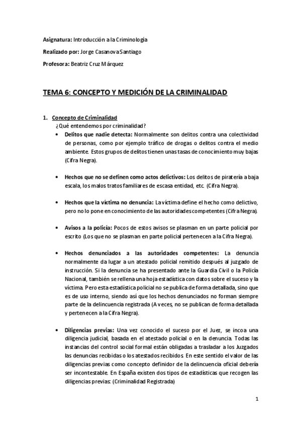 Miniatura del documento Tema 6 (Concepto y Medición de la Criminalidad) - Introducción a la Criminología.pdf