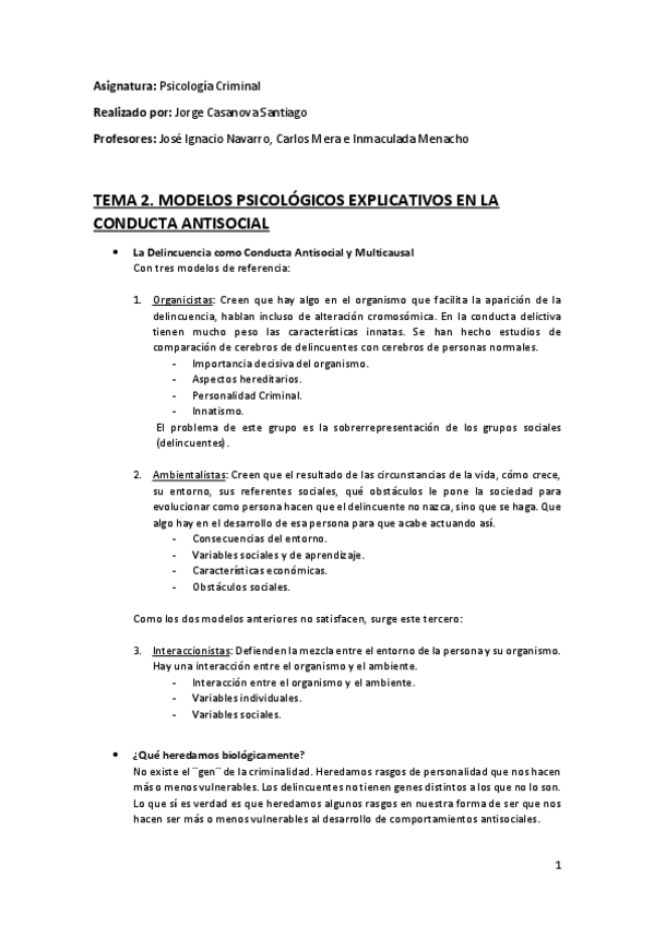 Miniatura del documento Tema 2 (Modelos Psicológicos Explicativos de la Conducta Antisocial) - Psicología Criminal.pdf