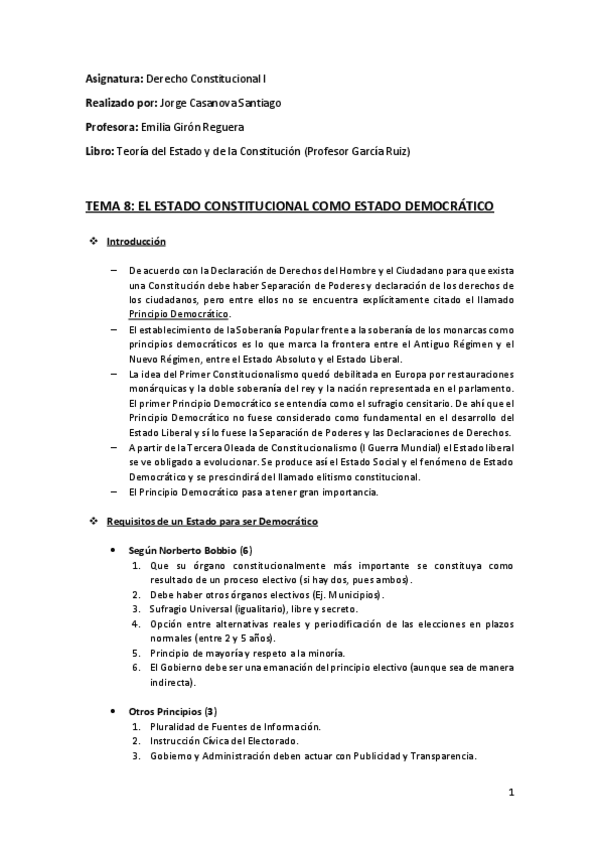 Miniatura del documento Tema 8 (El Estado Constitucional como Estado Democrático) - Derecho Constitucional I.pdf