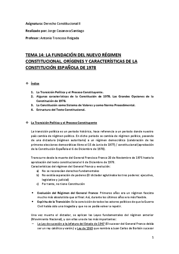 Miniatura del documento Tema 1 (14) (La Fundación del Nuevo Régimen Constitucional. Orígenes y Características de la Constitución Española de 1978) - Derecho Constitucional II.pdf