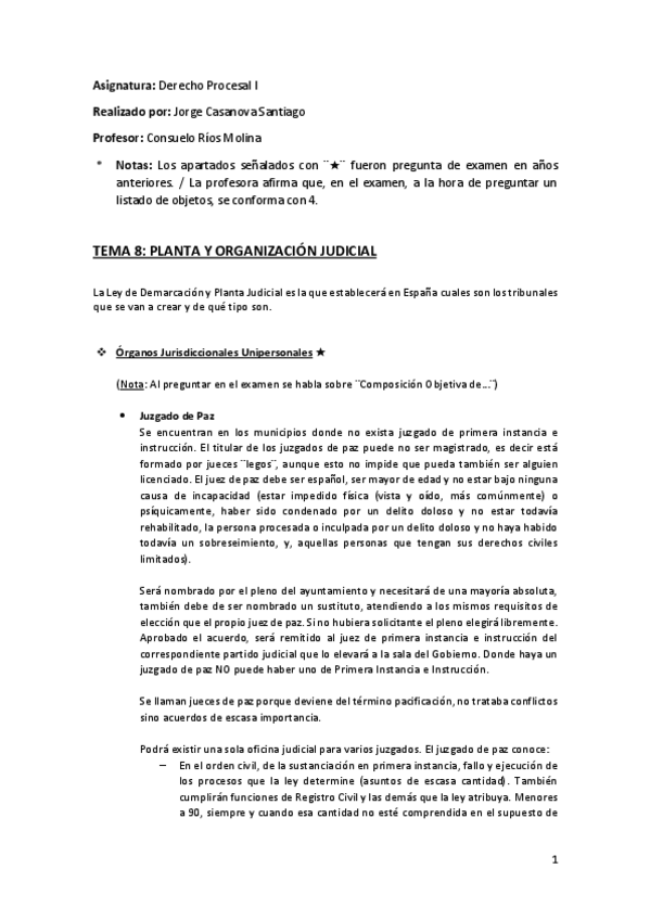 Miniatura del documento Tema 8 (Planta y Organización Judicial) - Derecho Procesal I.pdf