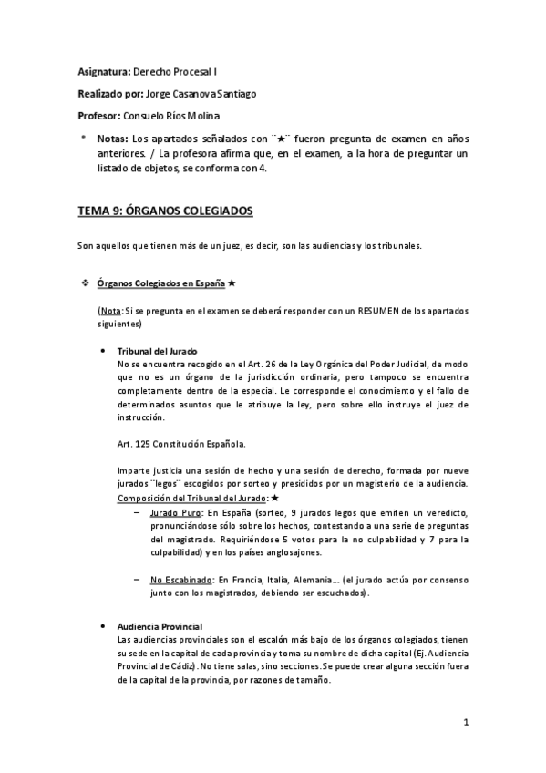 Miniatura del documento Tema 9 (Órganos Colegiados) - Derecho Procesal I.pdf