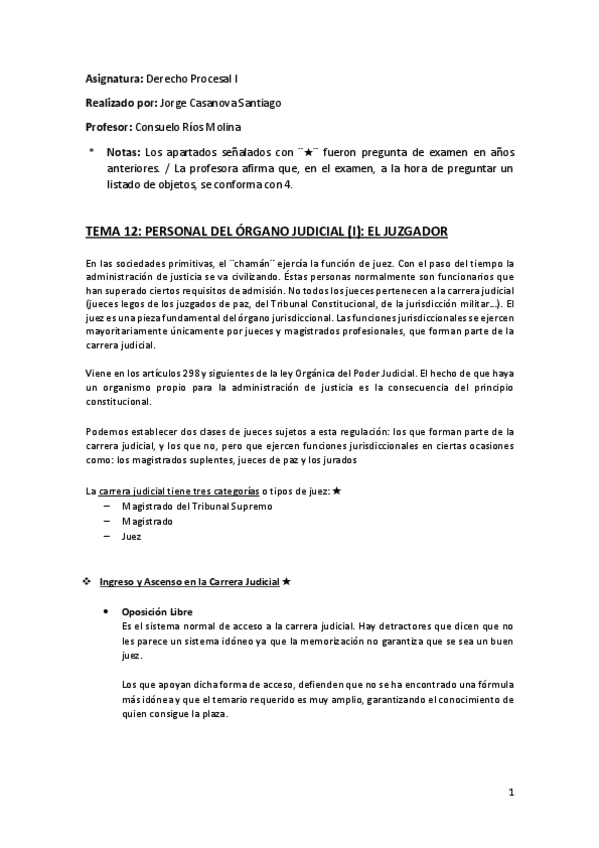 Miniatura del documento Tema 12 (Personal del Órgano Judicial (I). El Juzgador) - Derecho Procesal I.pdf