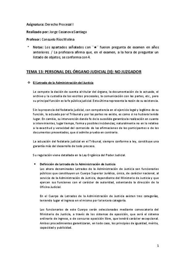 Miniatura del documento Tema 13 (Personal del Órgano Judicial (II). No Juzgador) - Derecho Procesal I.pdf