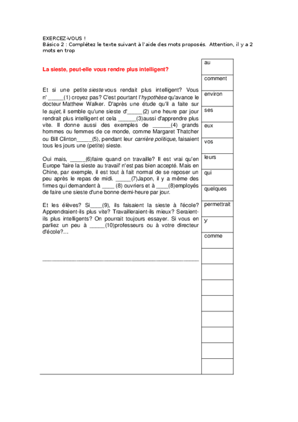 Miniatura del documento Faire la sieste.doc