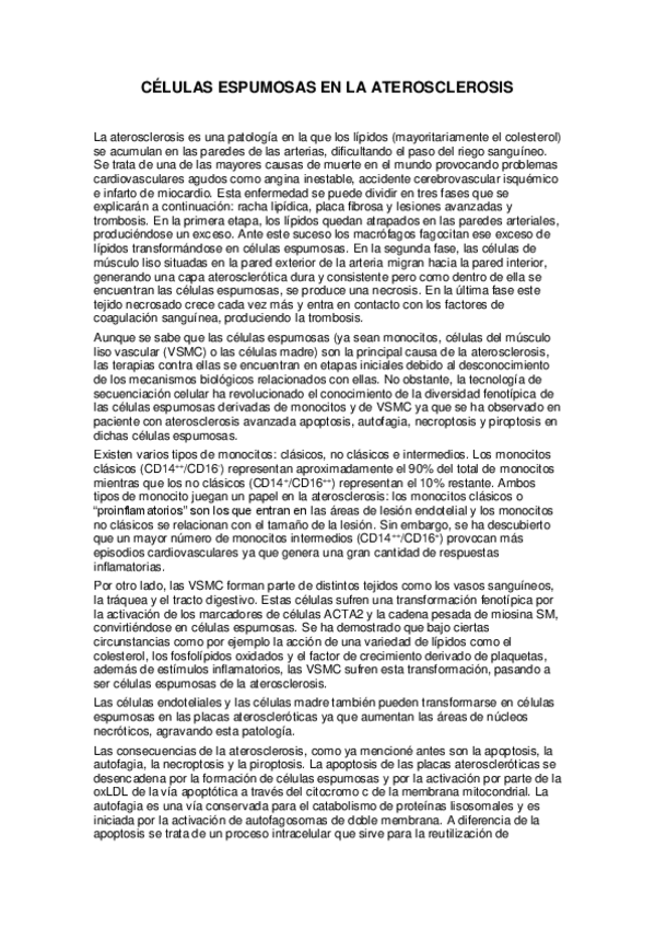 Miniatura del documento RESUMEN ARTÍCULO "CÉLULAS ESPUMOSAS EN LA ATEROSCLEROSIS".pdf