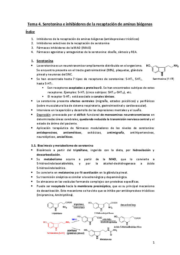 Miniatura del documento Tema 4. Serotonina e inhibidores de la recaptación de aminas biógenas.pdf