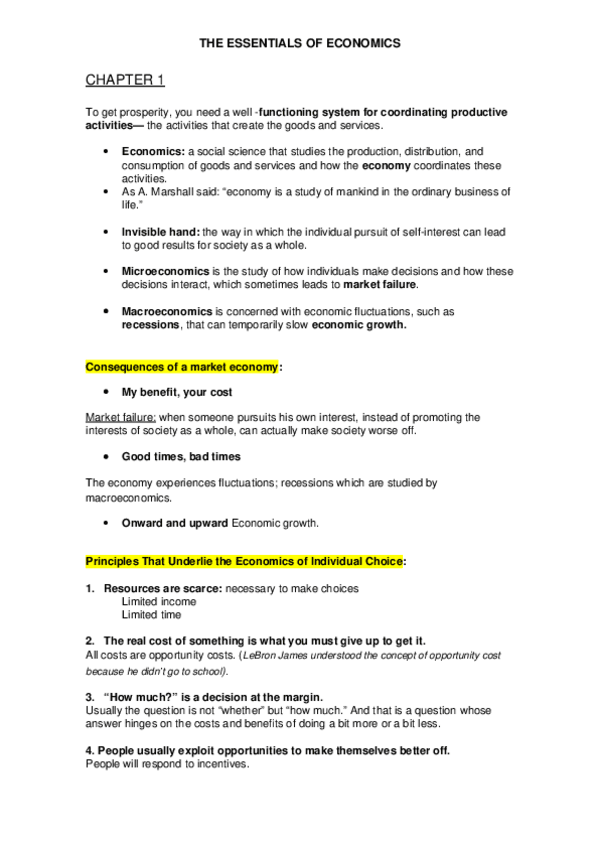 Miniatura del documento Notes Essentials of Economics - Chapter 1.docx