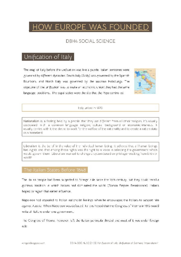 Miniatura del documento 3.How Europe was founded: Unification of Italy, Unification of Gemany, Imperialism.pdf