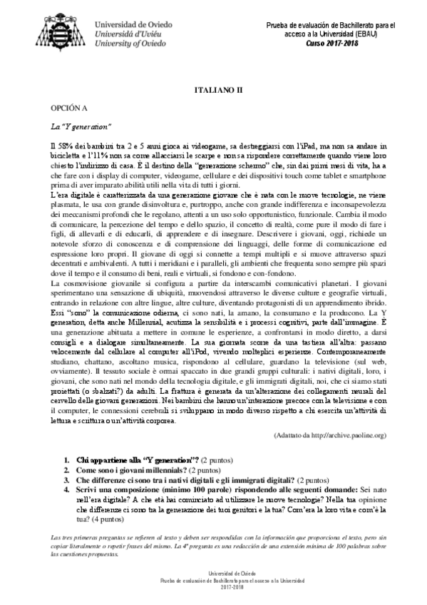 Miniatura del documento Examen-EBAU-Astuias-1a-Lengua-Extranjera-Italiano-II-enunciado-Julio-2017-18.pdf