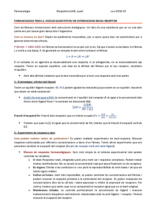 Miniatura del documento FARMACOLOGIA MOLECULAR TEMA 2 - ANÀLISI QUANTITATIU DE INTERACCIONS DIANA-RECEPTOR.pdf
