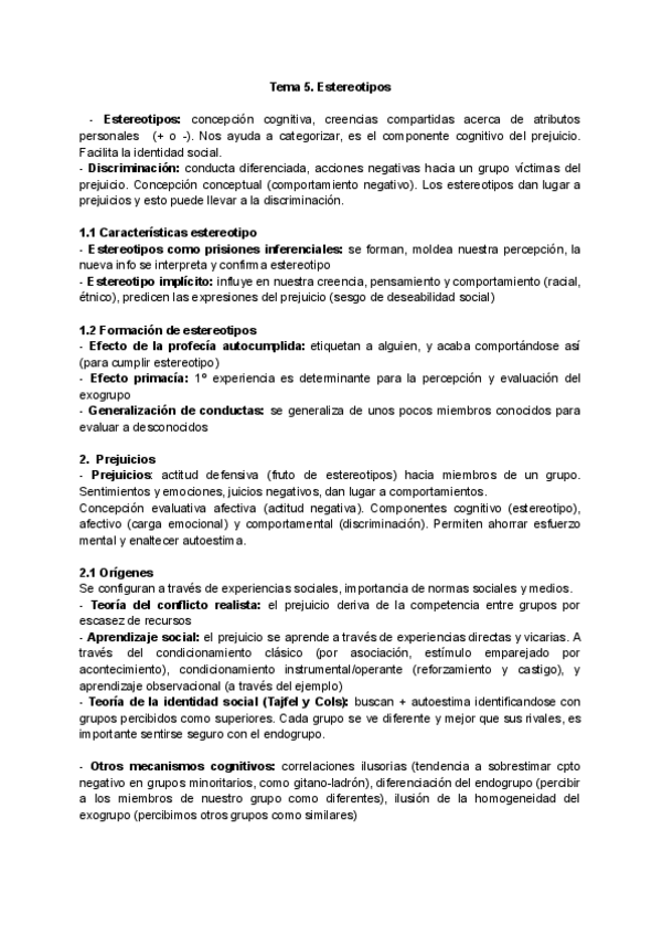 Miniatura del documento Tema 5. "Estereotipos y prejuicios" - Resumen.pdf