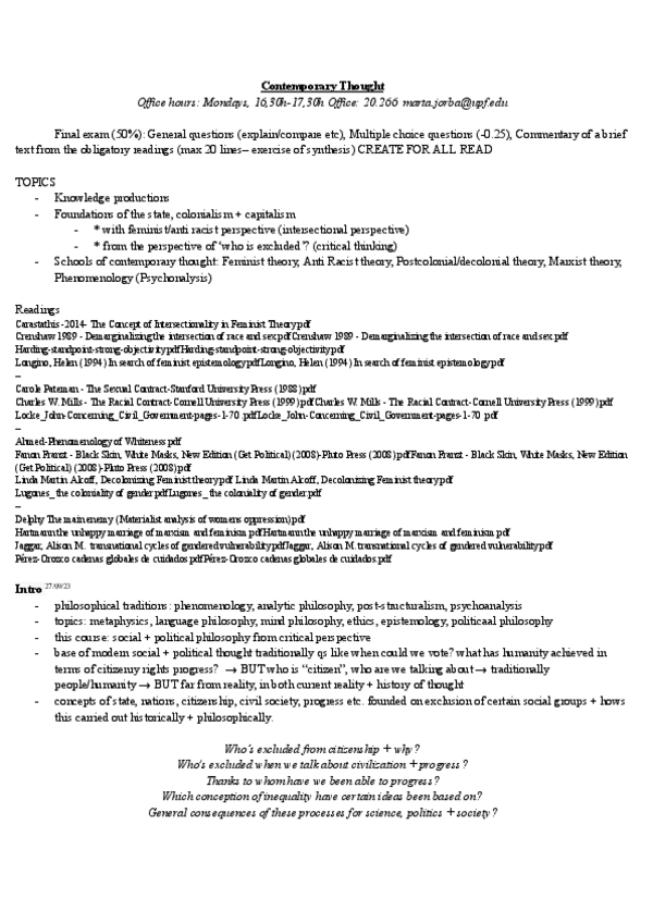 Miniatura del documento (I scored 94 in this class): Contemporary-Thought-Y2-T1-Concise--Complete-including-seminars.pdf