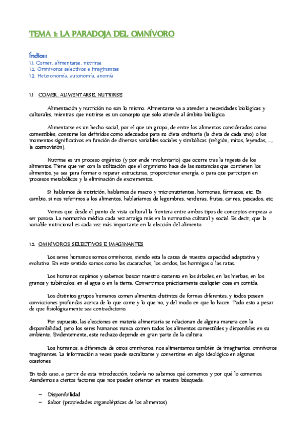 Miniatura del documento Tema 1'La paradoja del omnívoro'- Alimentación y Cultura.pdf