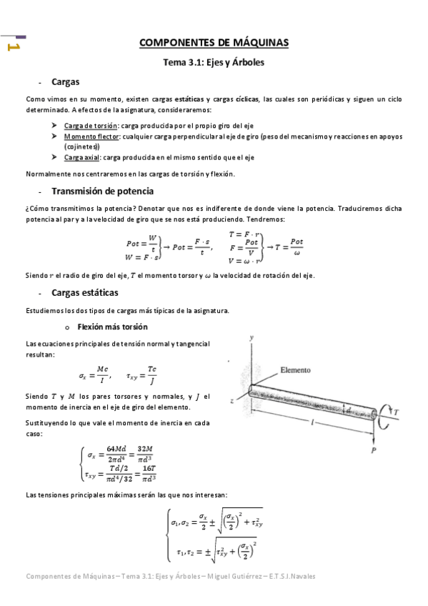 Miniatura del documento Componentes de Máquinas - Tema 3.1 - Ejes y Árboles.pdf