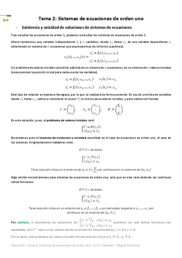 Miniatura del documento Cálculo III - Tema 2 - Sistemas de ecuaciones de orden uno.pdf