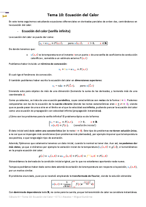 Miniatura del documento Cálculo III - Tema 10 - Ecuación del Calor.pdf
