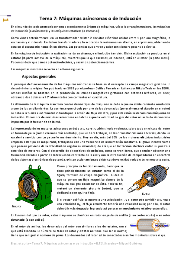 Miniatura del documento Electrotecnia - Tema 7 - Máquinas asíncronas o de Inducción.pdf
