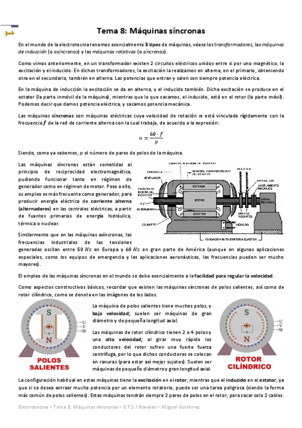 Miniatura del documento Electrotecnia - Tema 8 - Máquinas síncronas.pdf