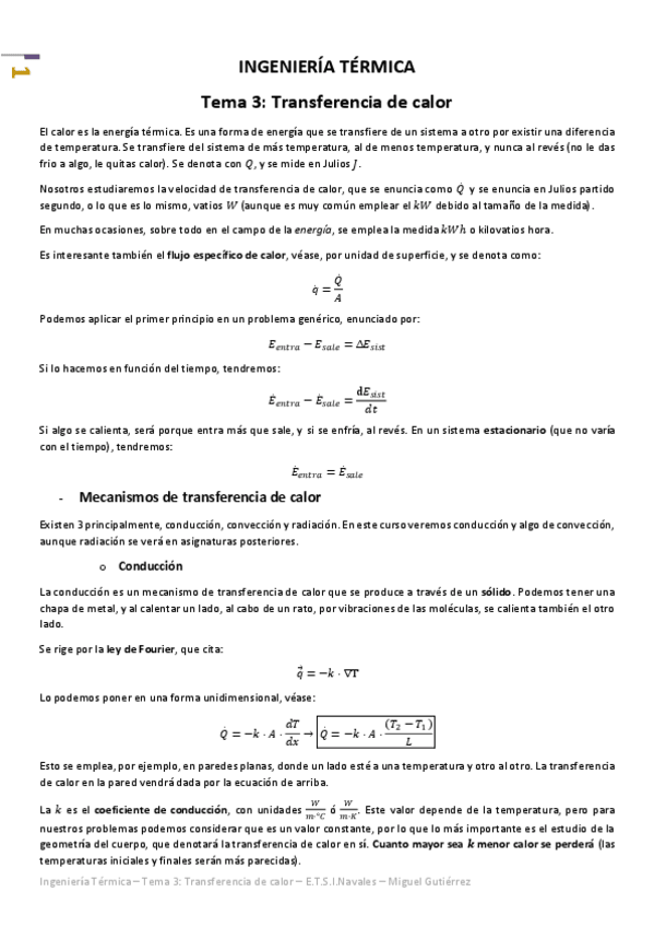Miniatura del documento Ingeniería Térmica - Tema 3 - Transferencia de calor.pdf