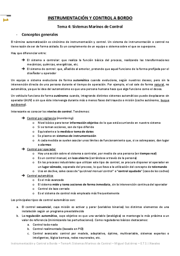 Miniatura del documento Instrumentación y Control a Bordo - Tema 4 - Sistemas Marinos de Control.pdf