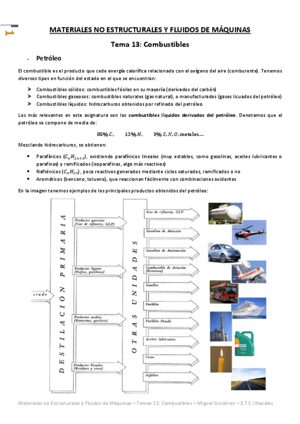 Miniatura del documento Materiales No Estructurales y Fluidos de Máquinas - Tema 13 - Combustibles.pdf