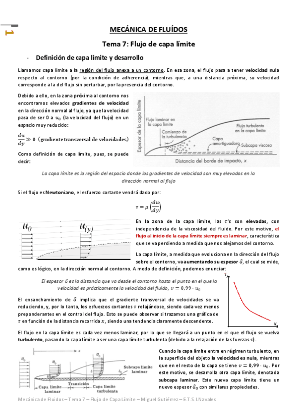 Miniatura del documento Mecánica de Fluidos - Tema 7 - Flujo de Capa Límite.pdf