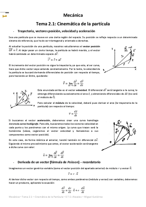 Miniatura del documento Mecánica - Tema 2.1 - Cinemática de la Partícula.pdf