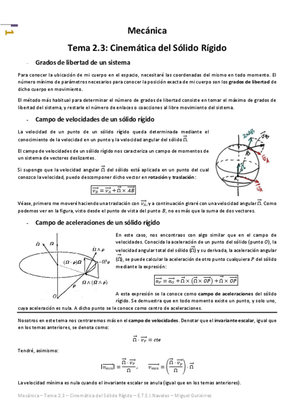 Miniatura del documento Mecánica - Tema 2.3 - Cinemática del Sólido Rígido.pdf