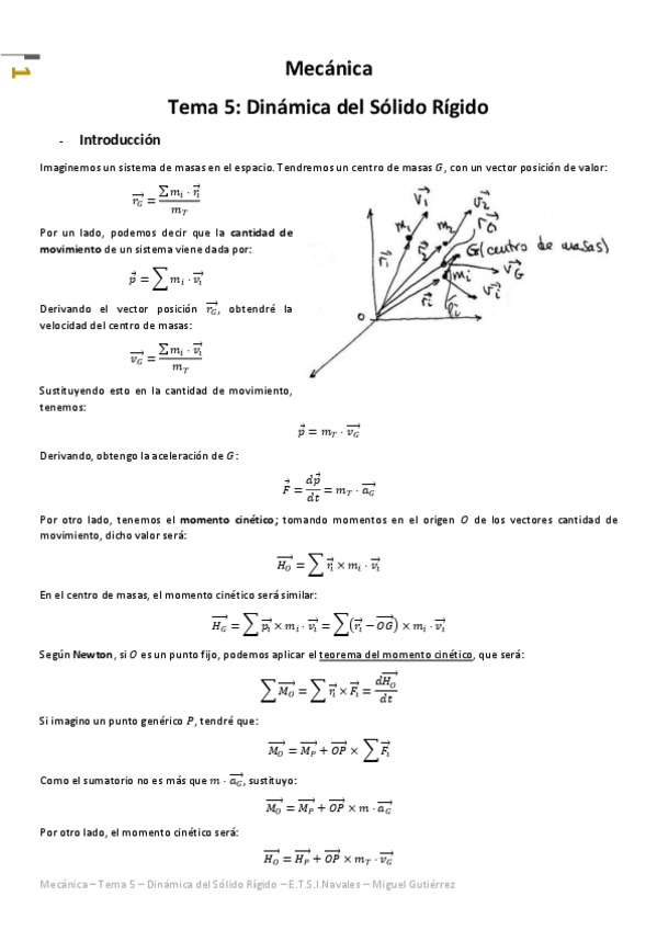 Miniatura del documento Mecánica - Tema 5 - Dinámica del Sólido Rígido.pdf