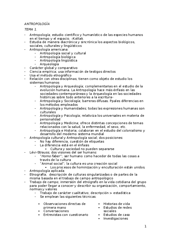 Miniatura del documento Apuntes Antropología (Formato Esquemas) 2017-18. 1º Arqueología. Emma Martín y Laura Tobio.docx