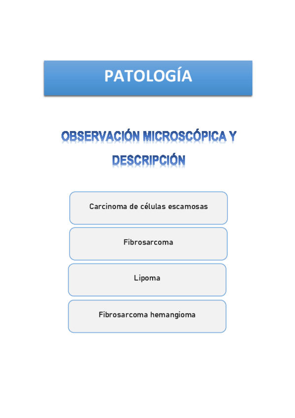 Miniatura del documento OBSERVACION-MICROSCOPICA-Y-DESCRIPCION-CARCINOMA-DE-CELULAS-ESCAMOSAS-FIBROSARCOMA-LIPOMA-FIBROSARCOMA-HEMANGIOMA.pdf