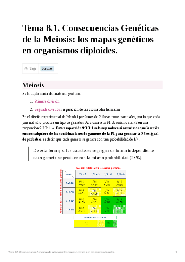 Miniatura del documento Tema 8.1. Consecuencias genéticas de la Meiosis: los mapas genéticos en organismos diploides.pdf