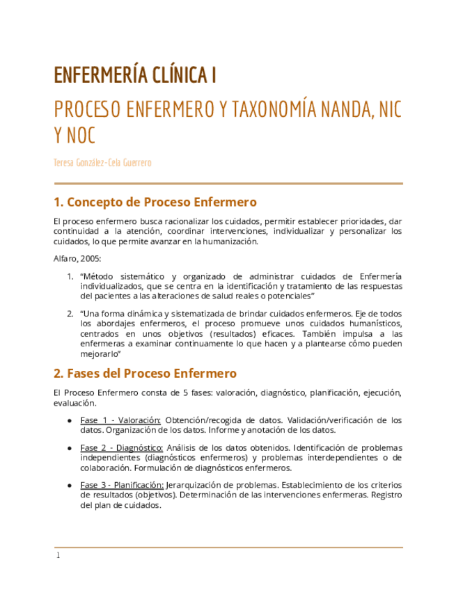 Miniatura del documento Enfermería Clínica I-Tema 1: Proceso enfermero y Taxonomía NANDA NIC Y NOC.pdf
