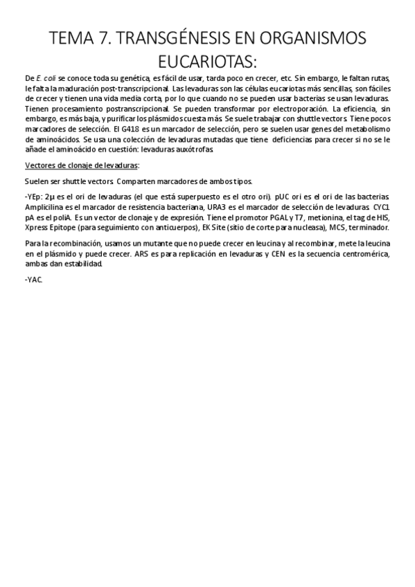 Miniatura del documento Tema 7. Transgénesis en organismos eucariotas..pdf