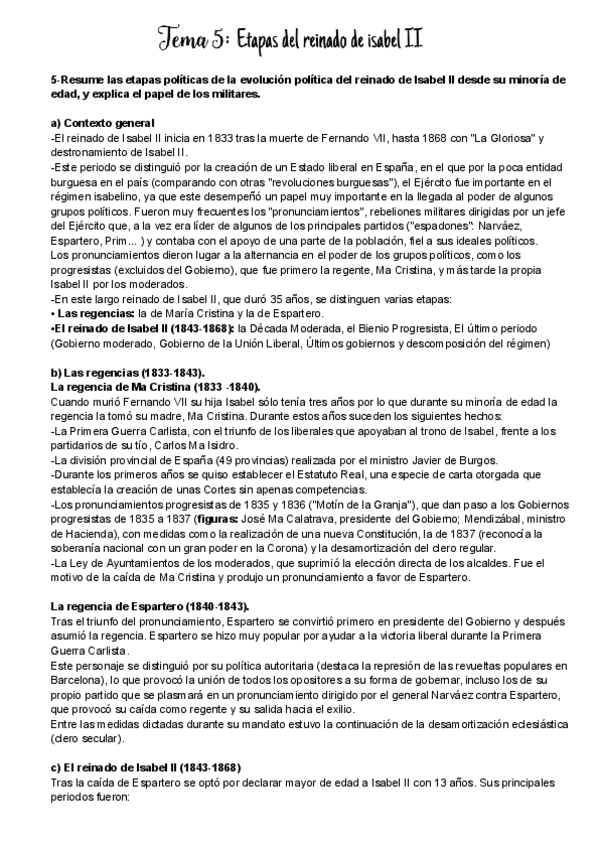 Miniatura del documento Tema-5-Historia-Siglo-XIX.-Etapas-del-reinado-de-Isabel-II.pdf