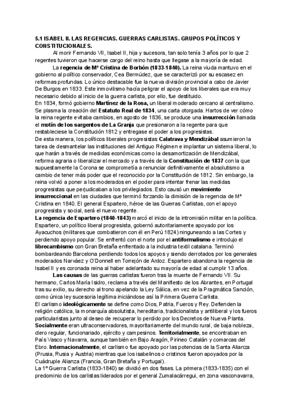 Miniatura del documento 5.1-ISABEL-II.-LAS-REGENCIAS.-GUERRAS-CARLISTAS.-GRUPOS-POLITICOS-Y-CONSTITUCIONES.pdf