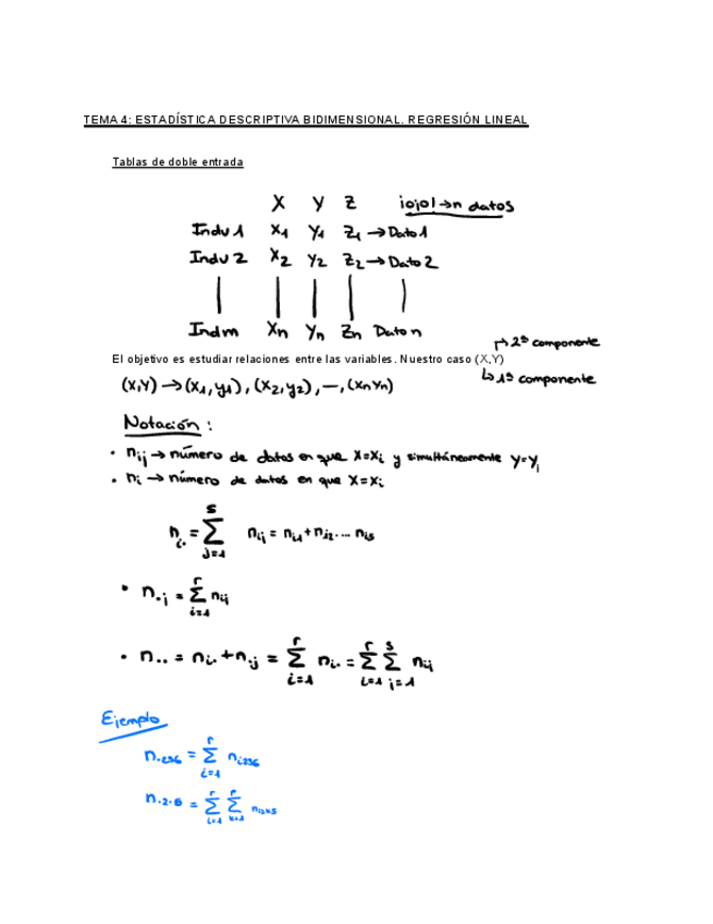 Miniatura del documento Tema 4 - Estadística descriptiva bidimensional. Regresión lineal.pdf