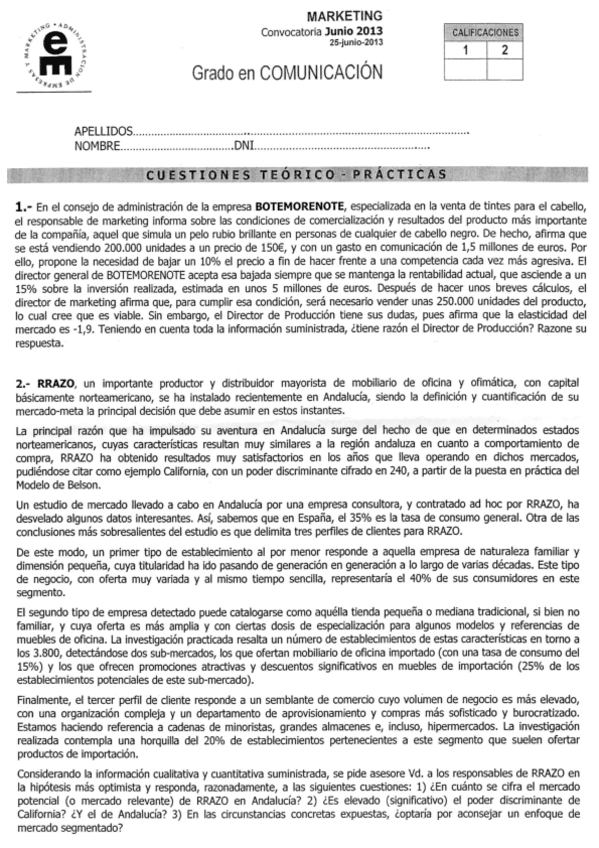 Miniatura del documento Examen 2013 introduccion al marketing.pdf