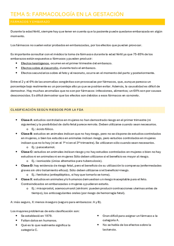 Miniatura del documento TEMA 5: FARMACOLOGÍA EN LA GESTACIÓN.pdf