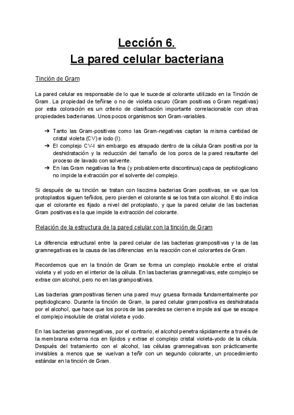 Miniatura del documento Lección 6. La pared celular bacteriana.pdf