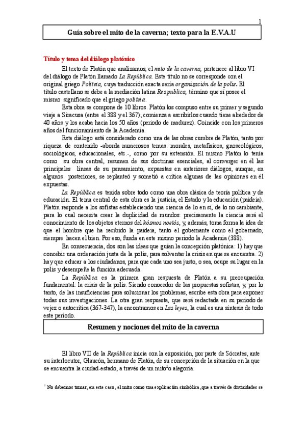 Miniatura del documento Guia sobre el mito y/o alegoría del mito de la caverna de Platón.pdf