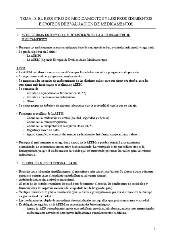 Miniatura del documento TEMA 15. EL REGISTRO DE MEDICAMENTOS Y LOS PROCEDIMIENTOS EUROPEOS DE EVALUACIÓN DE MEDICAMENTOS.pdf