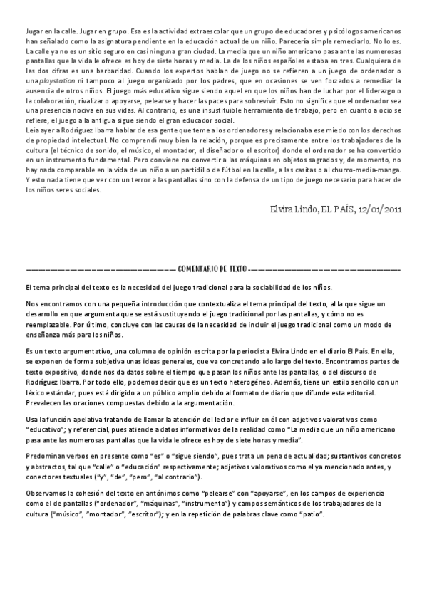 Miniatura del documento Ejemplo comentario de texto - Jugar en la calle_El País.pdf