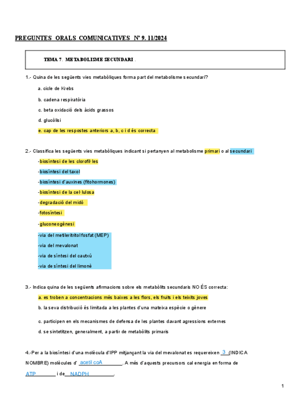 Miniatura del documento PORAL-9-Enunciats-METABOLISMESECUNDARI-solucions.pdf