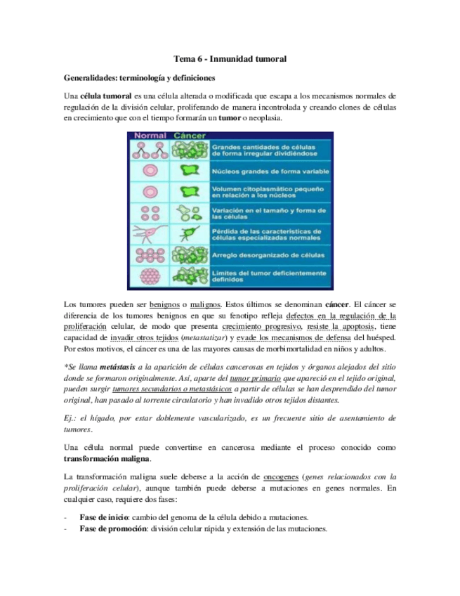 Miniatura del documento Tema 6 - Inmunidad tumoral.pdf